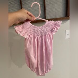 Pink Baby Romper with Ruffled Sleeves and pearls